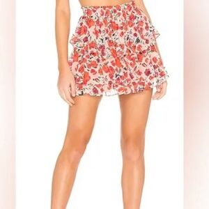 MISA Los Angeles Manya Skirt in Red Floral (XS)